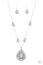 Load image into Gallery viewer, Magical Masquerade - Silver Iridescent Teardrop Bead Necklace - Demetra's Bling Boutique
