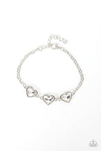 Load image into Gallery viewer, Little Heartbreaker - White Gem Silver Heart Bracelet - Demetra's Bling Boutique
