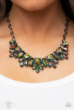 Load image into Gallery viewer, Combustible Charisma - Multi Oil Spill Gunmetal Necklace - Demetra's Bling Boutique
