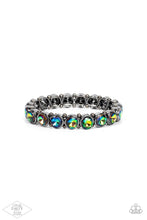 Load image into Gallery viewer, Sugar-Coated Sparkle - Multi Oil Spill Gun Metal Stretchy Bracelet - Demetra's Bling Boutique
