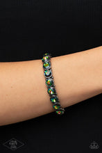 Load image into Gallery viewer, Sugar-Coated Sparkle - Multi Oil Spill Gun Metal Stretchy Bracelet - Demetra's Bling Boutique
