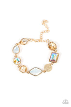 Load image into Gallery viewer, Jewelry Box Bauble - Gold Mismatched Iridescent Bracelet - Demetra's Bling Boutique
