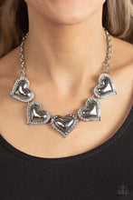 Load image into Gallery viewer, Kindred Hearts - White Hematite Rhinestone Oversized Heart Necklace - Demetra's Bling Boutique
