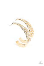 Load image into Gallery viewer, Cold as Ice - Gold with White Rhinestone Hoop Earrings - Demetra's Bling Boutique

