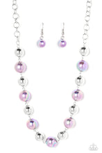Load image into Gallery viewer, Dreamscape Escape - Purple Iridescent Pearl Silver Bead Necklace - Demetra's Bling Boutique
