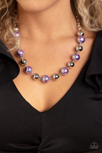 Load image into Gallery viewer, Dreamscape Escape - Purple Iridescent Pearl Silver Bead Necklace - Demetra's Bling Boutique
