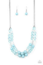 Load image into Gallery viewer, Vera-CRUZIN - Blue White Iridescent Bead Silver Layered Necklace - Demetra's Bling Boutique
