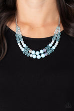 Load image into Gallery viewer, Vera-CRUZIN - Blue White Iridescent Bead Silver Layered Necklace - Demetra's Bling Boutique
