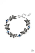 Load image into Gallery viewer, Has a WING to It - Blue Rhinestone Silver Butterfly Bracelet - Demetra's Bling Boutique
