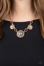 Load image into Gallery viewer, Cosmic Cosmos - Multi Iridescent Gem Rose Gold Medallion Necklace - Demetra's Bling Boutique
