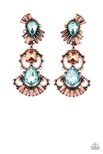 Load image into Gallery viewer, Ultra Universal - Copper Blue Teardrop Gem Earrings - Demetra's Bling Boutique
