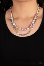 Load image into Gallery viewer, Tidal Trendsetter - Multi  - Colored White Pearl Silver Paperclip Chain Layered Necklace - Demetra's Bling Boutique
