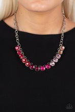 Load image into Gallery viewer, Rainbow Resplendence - Pink Ombre Oversized Rhinestone Silver Necklace - Demetra's Bling Boutique
