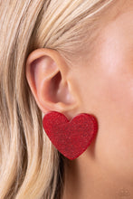 Load image into Gallery viewer, Paparazzi Sparkly Sweethearts - Red Earrings
