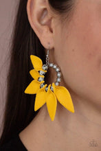 Load image into Gallery viewer, Flower Child Fever Yellow Leather Earrings - Demetra's Bling Boutique
