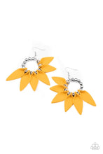 Load image into Gallery viewer, Flower Child Fever Yellow Leather Earrings - Demetra's Bling Boutique
