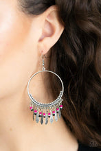 Load image into Gallery viewer, Flpral Serenity - Pink And Black Bead Silver Eareings - Demetra's Bling Boutique
