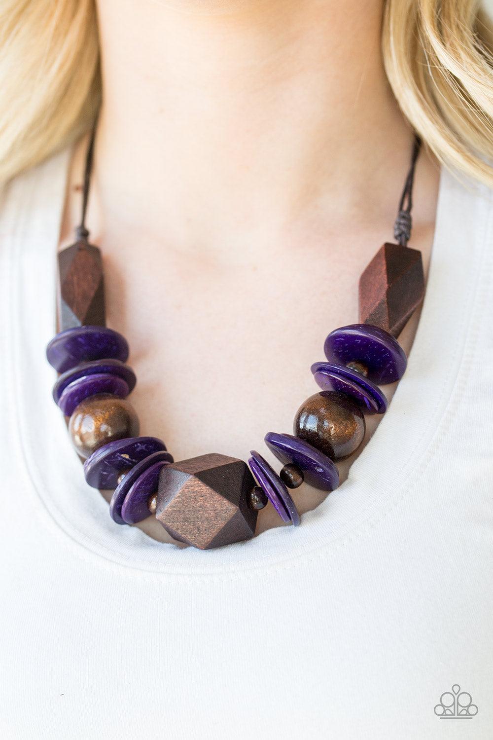 Pacific Paradise - Purple Wooden Necklace - Demetra's Bling Boutique