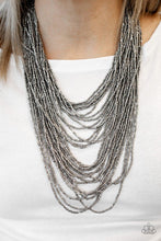 Load image into Gallery viewer, Dauntless Dazzle - Black Gunmetal Seed Bead Layered Necklace - Demetra's Bling Boutique
