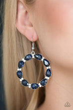 Load image into Gallery viewer, Ring Around the Rhinestones - Blue Gem Rhinestone Circle Silver Earrings - Demetra's Bling Boutique
