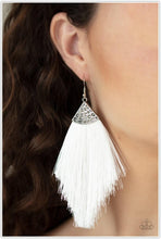 Load image into Gallery viewer, Tassel Tempo - White Earrings - Demetra's Bling Boutique
