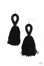 Load image into Gallery viewer, Tassels and Tiaras - Black Cording Earrings - Demetra's Bling Boutique
