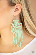 Load image into Gallery viewer, MACRAME, Myself, and I Green Earrings - Demetra's Bling Boutique
