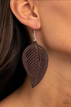 Load image into Gallery viewer, Tropical Foliage Brown Wooden Earrings - Demetra&#39;s Bling Boutique
