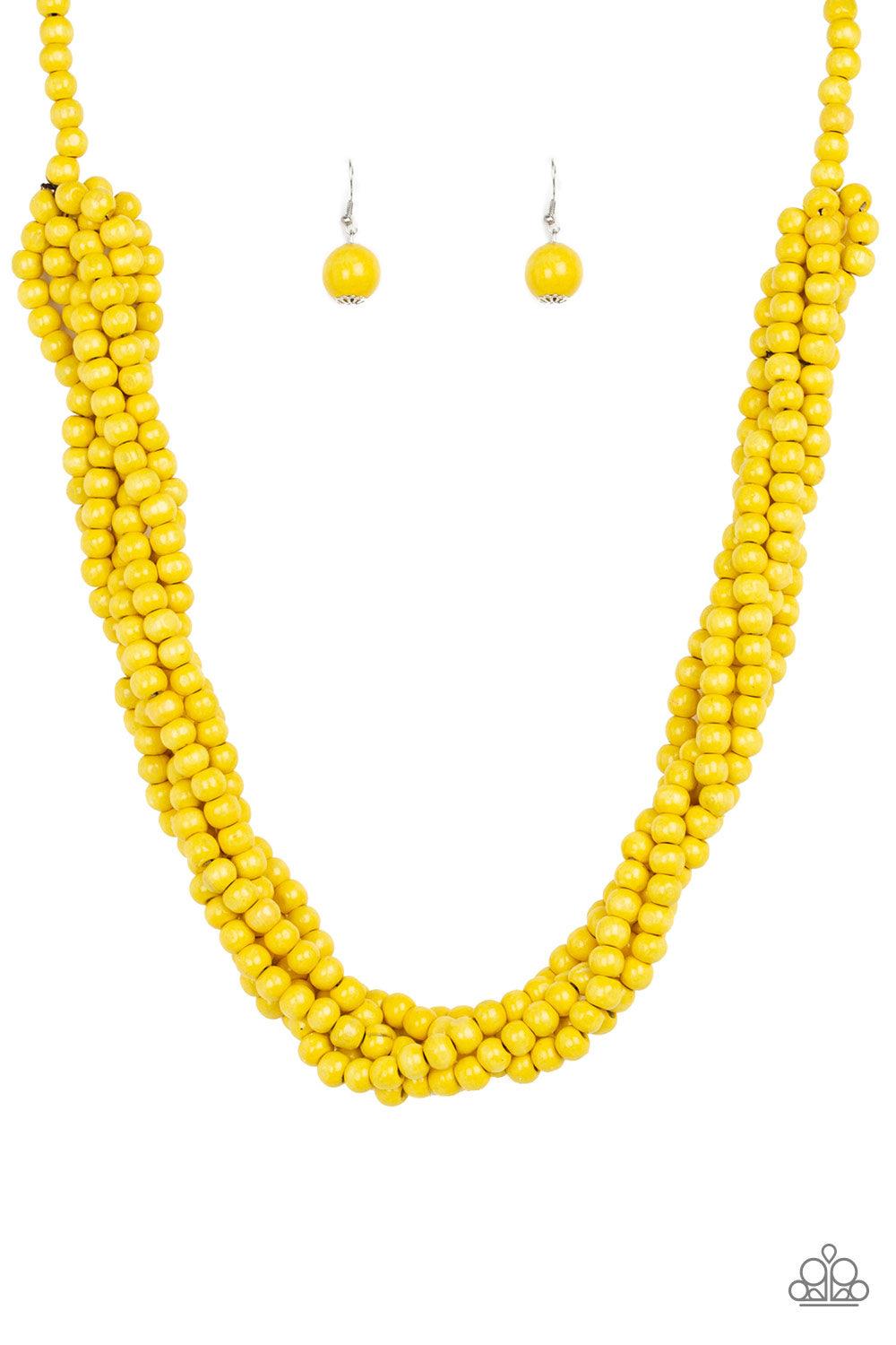 Tahiti Tropic - Yellow Wooden Necklace - Demetra's Bling Boutique