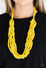 Load image into Gallery viewer, Tahiti Tropic - Yellow Wooden Necklace - Demetra&#39;s Bling Boutique

