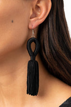 Load image into Gallery viewer, Tassels and Tiaras - Black Cording Earrings - Demetra's Bling Boutique
