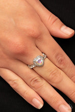 Load image into Gallery viewer, Romantic Reputation - Multi Iridescent Heart Gem White Rhinestone Silver Ring - Demetra's Bling Boutique
