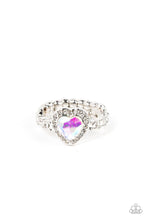 Load image into Gallery viewer, Romantic Reputation - Multi Iridescent Heart Gem White Rhinestone Silver Ring - Demetra's Bling Boutique
